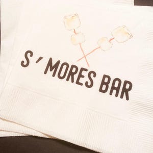Smores Bar Birthday Smores Theme Wedding Smores Bar Cocktail, Luncheon or Dinner Napkins Set of 25