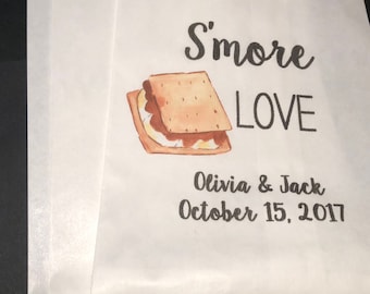 Personalized Smores Bar Smores Wedding Favors Bridal Shower Smores Favors Birthday Party Favor Gift Bags, Set of 10