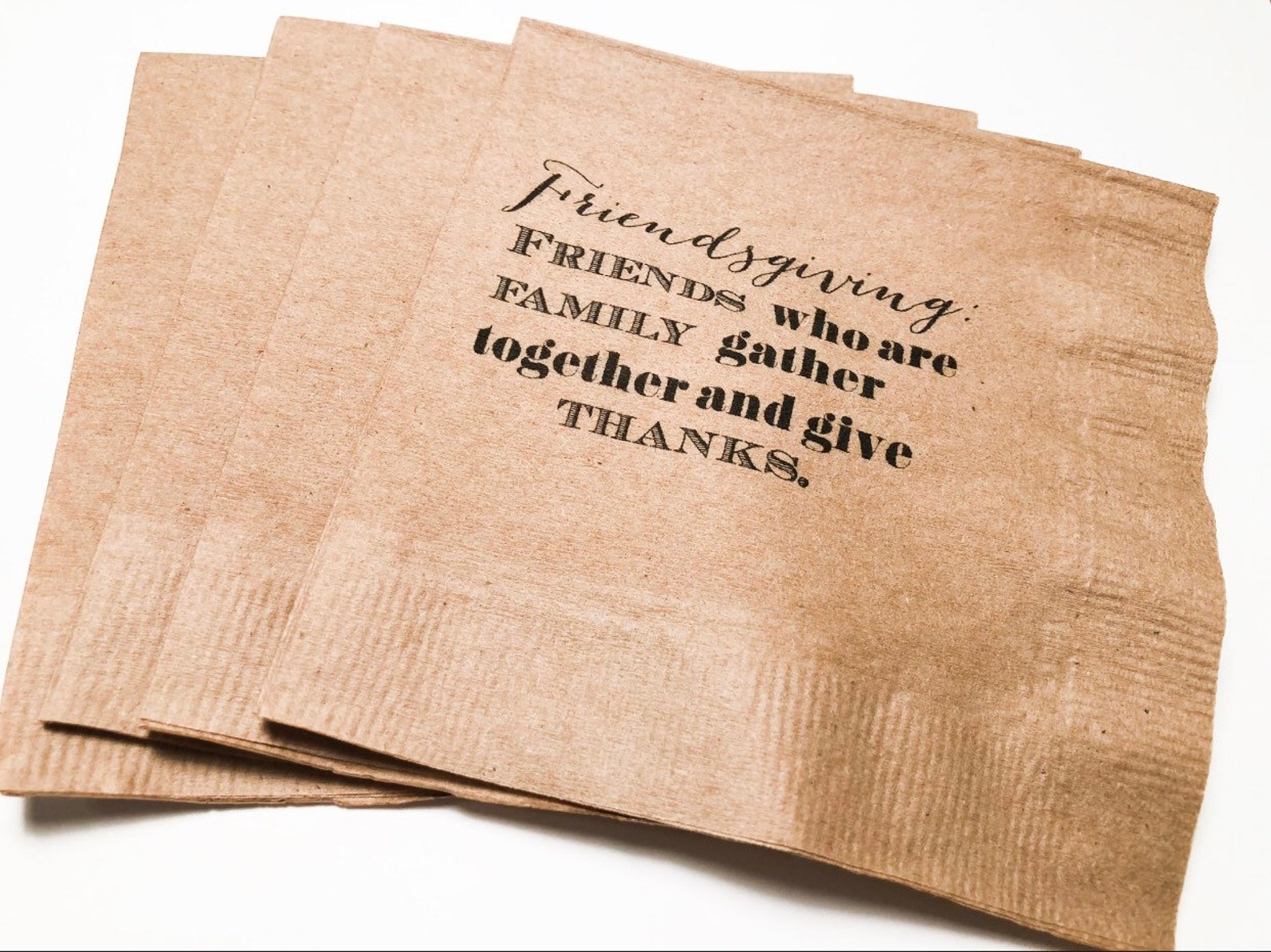 Friendsgiving Thanksgiving Kraft Cocktail Napkins Set of 25 Etsy
