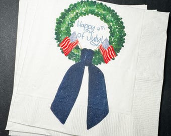 Fourth of July Party Decor American Flag Patriotic Red White Blue Party Independence Day Party Cocktail, Lunch or Dinner Napkins, Set of 25