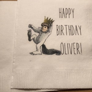 Where the Wild Things Are Wild Things Wild One Max Personalized Birthday Party Cocktail, Luncheon or Dinner Napkins Set of 25