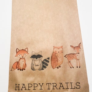 Happy Trails Woodland Baby Shower It&#39;s Been Wild Birthday Adventure Wild One Trail Mix Kraft Favor Bags, Set of 10