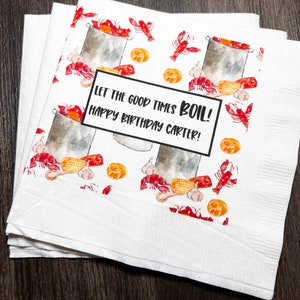 Crawfish Boil Let the Good Times Boil Summer Party Crawfish Summer Birthday Cookout Personalized Cocktail or Luncheon Napkins, Set of 25