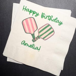 Pickleball Birthday Dinks and Drinks Pickleball Summer Birthday Overserved Personalized Cocktail, Luncheon or Dinner Napkins Set of 25