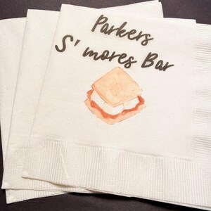 Smores Bar Fall Birthday Party Personalized Cocktail, Luncheon or Dinner Napkins Set of 25