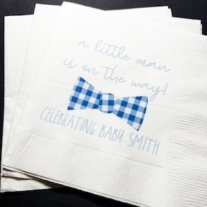 Little Man On the Way Baby Shower Little Man Boy Baby Shower Personalized Cocktail or Luncheon Napkins, Set of 25