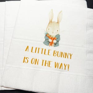 Bunny Baby Shower A Little Bunny is on the Way Easter Spring Baby Shower Cocktail, Luncheon or Dinner Napkins Set of 25