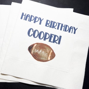 Football Birthday Its Game Time Personalized Cocktail, Luncheon or Dinner Napkins Set of 25 imagen 1