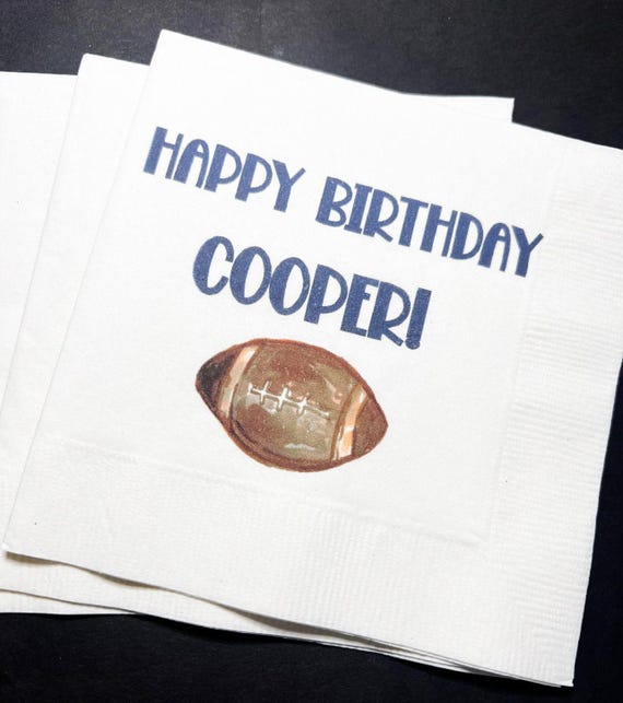 Football Birthday Its Game Time Personalized Cocktail, Luncheon or Dinner Napkins Set of 25