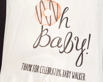 Oh Baby Donut Baby Shower Personalized Favor Bags, Set of 10