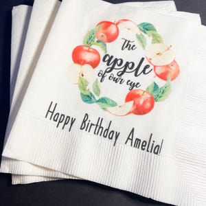 Apple of our Eye Baby Shower Apple Fall Birthday Fall Baby Shower Apple Cocktail or Luncheon Personalized Napkins, Set of 25