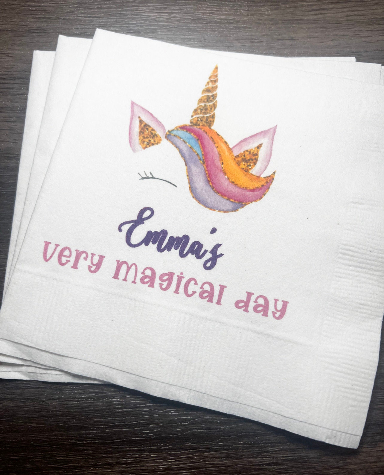 Unicorn Birthday Magical Unicorn Theme Birthday Cocktail Luncheon or Dinner Napkins Set of 25