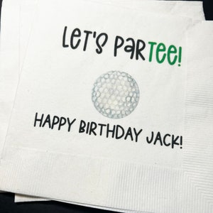 Golf 1st Birthday Party Hole in One Let’s ParTEE Golf theme birthday Personalized Cocktail, Luncheon or Dinner Napkins Set of 25