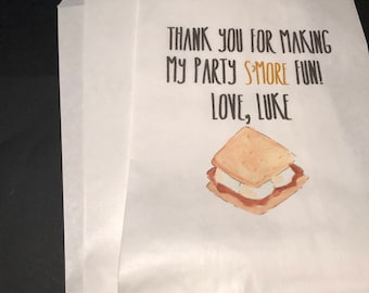 Personalized Smore Fun Smores Bar Smores Birthday Party Favors Smores Favor Gift Bags, Set of 10