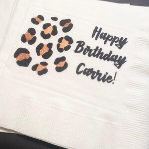 Leopard Birthday Wild One Wild Child Animal Print Party Personalized Cocktail, Luncheon or Dinner Napkins Set of 25
