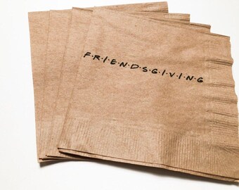 Friendsgiving Thanksgiving Kraft Cocktail or Dinner Napkins, Set of 25