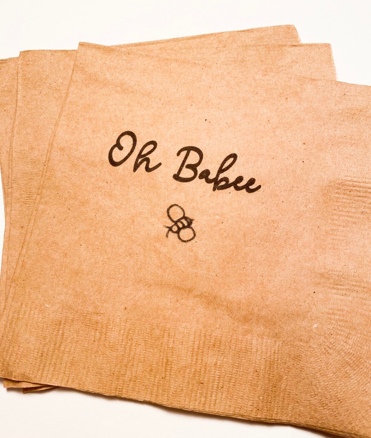 Oh Babee Bee Baby Shower Honey Themed Baby Shower Kraft Cocktail or Luncheon Napkins Set of 25