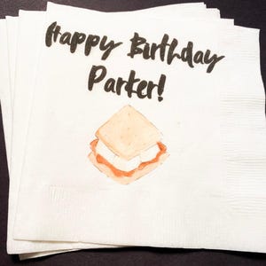Smores Fall Birthday Party Personalized Cocktail, Luncheon or Dinner Napkins Set of 25