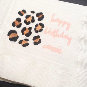 Leopard Birthday Wild One Wild Child Animal Print Party Personalized Cocktail, Luncheon or Dinner Napkins Set of 25
