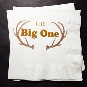 Deer First Hunt The Big One Oh Deer Boy Birthday Baby Shower Fall Baby Shower Cocktail, Luncheon or Dinner Napkins Set of 25