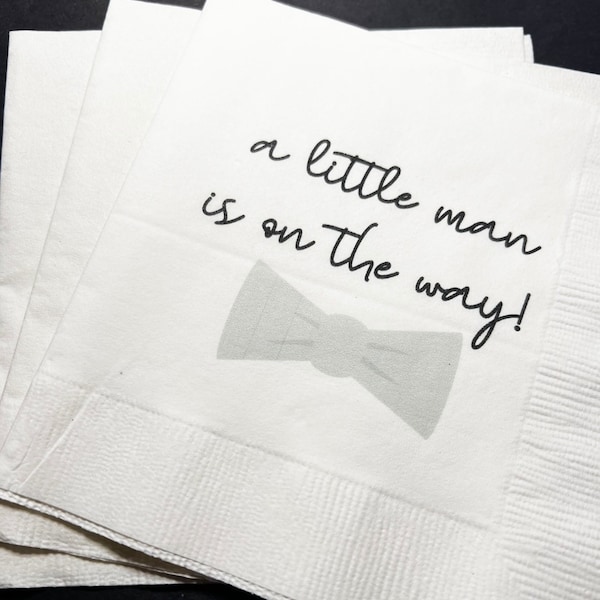 Little Man On the Way Baby Shower Little Man Boy Baby Shower Cocktail or Luncheon Napkins, Set of 25