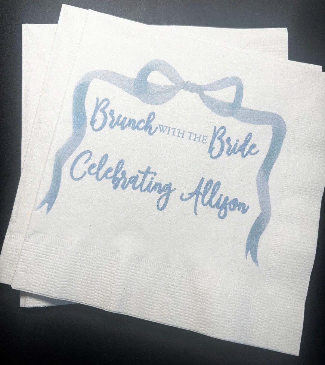 thumbnail image 2 of Blue Bow Bridal Shower Brunch With The Bride Cocktail, Luncheon Or Dinner Napkins Set Of 25 2 of 11