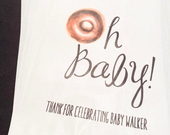 Oh Baby Donut Baby Shower Personalized Favor Bags, Set of 10