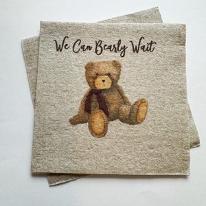 Teddy Bear Baby Shower We can Bearly Wait Shower Fall Baby Shower Kraft Cocktail or Dinner Napkins Set of 25