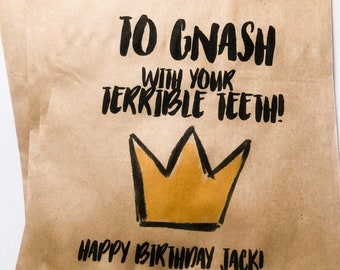 Where the Wild Things Are To Gnash with Your Terrible Teeth Wild One First Birthday Crown Personalized Favor Bags, Set of 10