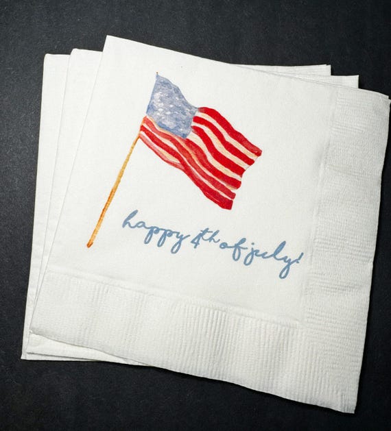 Fourth of July Party Decor American Flag Patriotic Red White Blue Party Independence Day Party Cocktail, Lunch or Dinner Napkins, Set of 25