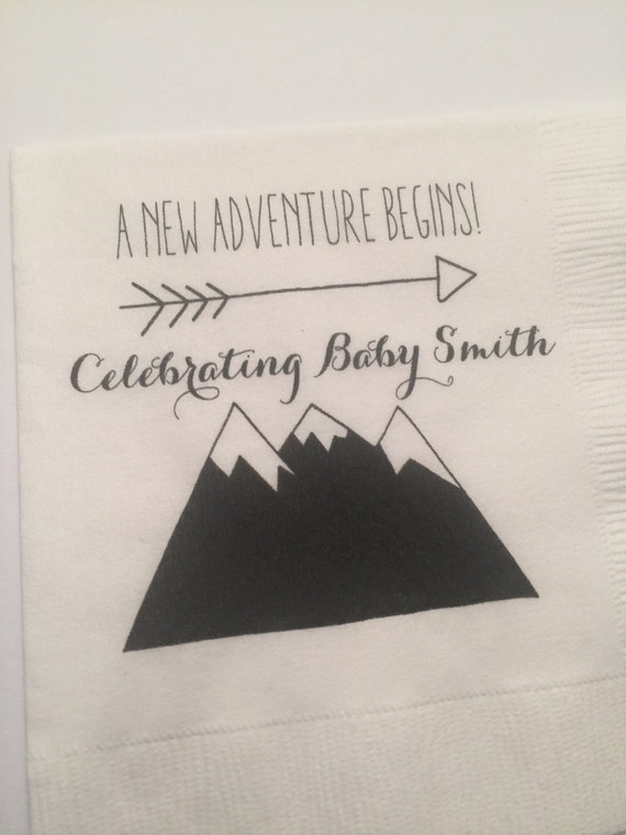 Set of 25 Adventure Awaits Trees Mountain Baby Shower 