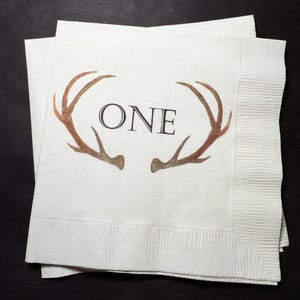 Deer First Hunt The Big One Oh Deer Boy Birthday Baby Shower Fall Baby Shower Cocktail, Luncheon or Dinner Napkins Set of 25