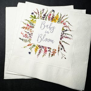 Baby in Bloom Spring Summer Baby Shower Wildflower Cocktail, Luncheon or Dinner Napkins Set of 25