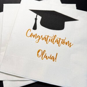 Graduation Party 2022 Grad Custom Graduation Personalized Cocktail, Luncheon or Dinner Napkins Set of 25 image 1