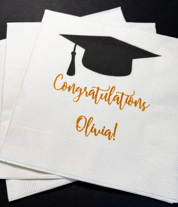 Graduation Party 2022 Grad Custom Graduation Personalized Cocktail, Luncheon or Dinner Napkins Set of 25