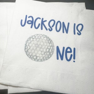 Golf 1st Birthday Party Hole in One Let’s ParTEE Golf theme birthday Personalized Cocktail, Luncheon or Dinner Napkins Set of 25