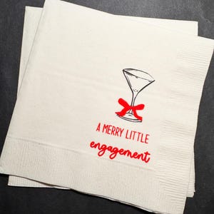 Merry Little Engagement Tis the Season to be Married Christmas Engagement Party Bridal Shower Cocktail, Luncheon or Dinner Napkins Set of 25