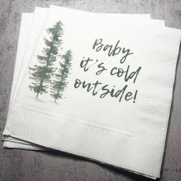 Baby It's Cold Outside Baby Shower Winter Christmas December Baby Shower Birthday Cocktail, Luncheon or Dinner Napkins Set of 25