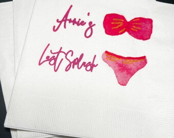 Tropical Bachelorette Last Splash Bachelorette Party Tropical Party Personalized Cocktail, Luncheon or Dinner Napkins Set of 25