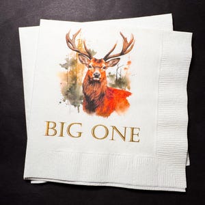 Deer First Hunt The Big One Oh Deer Boy Birthday Baby Shower Fall Baby Shower Cocktail, Luncheon or Dinner Napkins Set of 25
