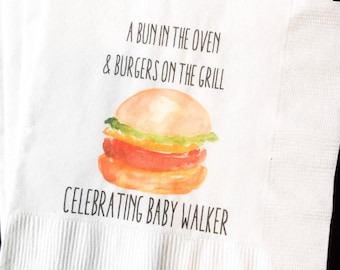 Baby Barbeque Napkins Baby Shower Baby-Q Napkins Baby BBQ Table Decor Personalized Napkins