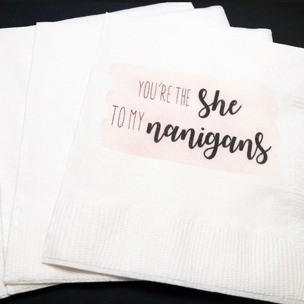 You're The She To My Nanigans Galentines Day Girlfriends Valentines Day Party Leslie Knope Parks and Rec Cocktail Napkins, Set of 25