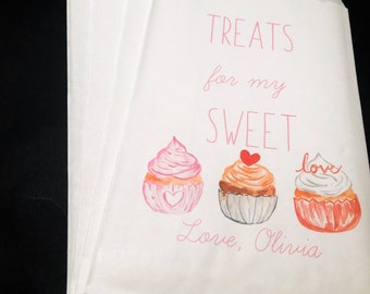 Valentines Day Sweet Treat Sweet Friend Valentines Party Personalized Favor Bags Treat Bags, Set of 10