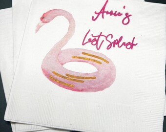 Tropical Bachelorette Last Splash Bachelorette Party Tropical Party Personalized Cocktail, Luncheon or Dinner Napkins Set of 25
