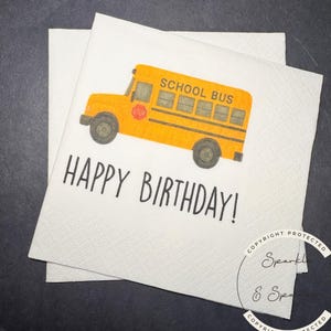 Bus Birthday Yellow Bus theme Wheels Bus Toddler 2nd Birthday Two Bus Birthday Party Cocktail, Luncheon or Dinner Napkins Set of 25