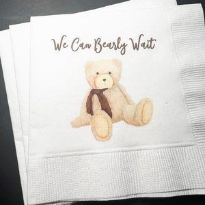 Teddy Bear Baby Shower We can Bearly Wait Shower Fall Baby Shower Cocktail, Luncheon or Dinner Napkins Set of 25