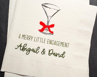 Merry Little Engagement Tis the Season to be Married Christmas Engagement Party Bridal Shower Cocktail, Luncheon or Dinner Napkins Set of 25