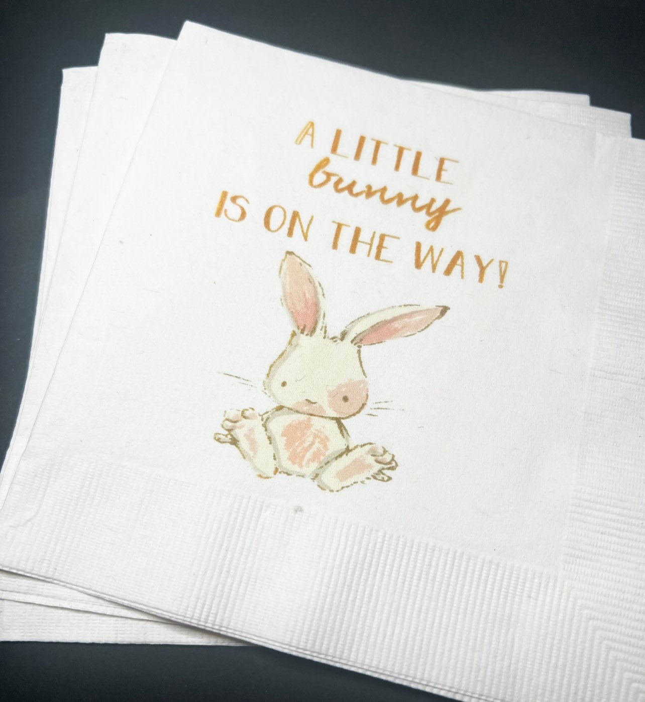 Bunny Baby Shower A Little Bunny is on the Way Easter Spring Baby Shower Cocktail Luncheon or Dinner Napkins Set of 25