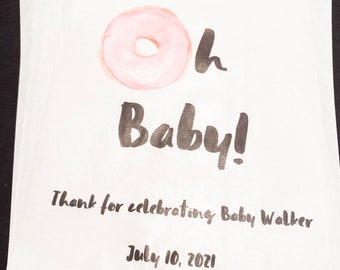Oh Baby Donut Baby Shower Personalized Favor Bags, Set of 10