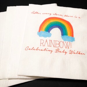 Rainbow Baby Baby Shower After Every Storm Personalized Cocktail, Luncheon or Dinner Napkins Set of 25